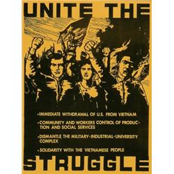 American Politics, A colour poster for "Unite the Struggle" demanding the withdrawal of America...