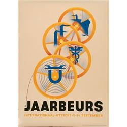 Dutch Industrial, A colour lithograph poster of an industrial nature announcing a market. Print...