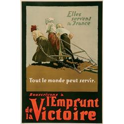 French Victory Bonds WWI, SOUSCRIVONS A L'EMPRUNT DE LA VICTOIRE, original vintage poster. An i...