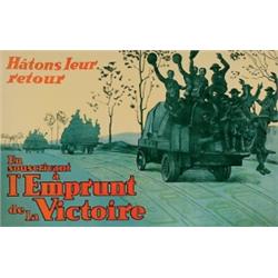 French Victory Bonds WWI, EN SOUSCRIVANT A L'EMPRUNT DE LA VICTOIRE, original vintage poster. A...