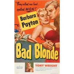 Bad Blonde, 1953, Lippert Pictures (U.S.). On linen. Condition B., 41" x 27" - 104.1 x 68.6 c...