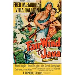 Fair Wind to Java, 1953, A Republic Picture (U.S.). Folded. Condition A with Quebec Censor Stam...