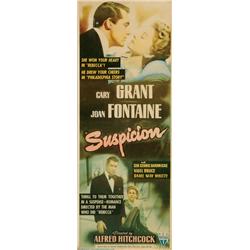 Suspicion, 1941, RKO Pictures (U.S.). Rolled. Condition B. Laid down on, board and framed....