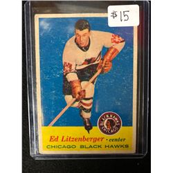 1957-58 TOPPS HOCKEY CARD ED LITZENBERGER RC #26