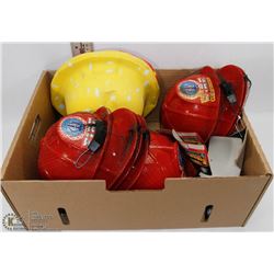 FLAT OF KIDS HATS, MOSTLY FIREMAN