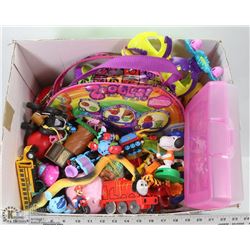 BOX OF ASSORTED KIDS TOYS INCLUDING THOMAS THE