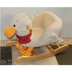 CHILDS PLUSH AND WOOD ROCKING DUCK