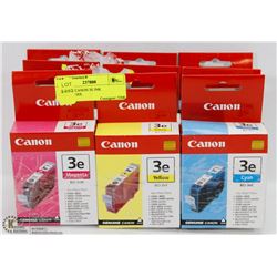LOT OF 9 CANON 3E INK CARTRIDGES
