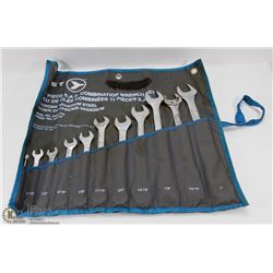 COMBINATION OPEN END WRENCH SET IN APRON.