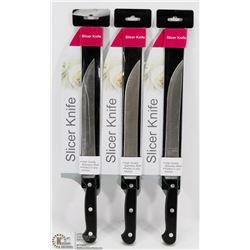 LOT OF 3 NEW STAINLESS STEEL SLICER KNIVES