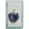 LAPIS LAZULI HEART SHAPED PENDANT WITH CHAIN.