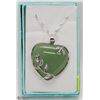 AVENTURINE HEART SHAPED PENDANT WITH CHAIN.