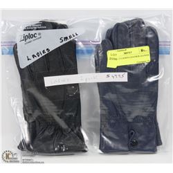 PACK OF 2 LADIES LEATHER GLOVES SMALL