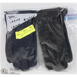 PACK OF 2 LADIES LEATHER GLOVES MEDIUM