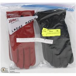PACK OF 2 LADIES LEATHER GLOVES MEDIUM