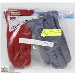 PACK OF 2 LADIES LEATHER GLOVES MEDIUM