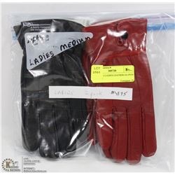 PACK OF 2 LADIES LEATHER GLOVES MEDIUM