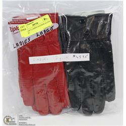 PACK OF 2 LADIES LEATHER GLOVES LARGE