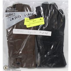 PACK OF 2 LADIES LEATHER GLOVES LARGE