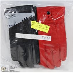 PACK OF 2 LADIES LEATHER GLOVES LARGE