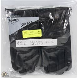 PACK OF 2 MENS LEATHER GLOVES SMALL