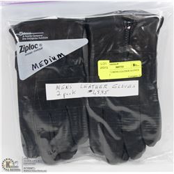 PACK OF 2 MENS LEATHER GLOVES MEDIUM
