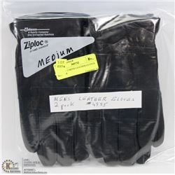 PACK OF 2 MENS LEATHER GLOVES MEDIUM