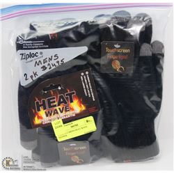 PACK OF 2 MENS HEAT WAVE GLOVES