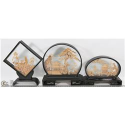 SET OF 3 CHINESE HAND CRAVED