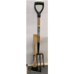 LOT WITH JOBMATE AXE AND POTATO FORK