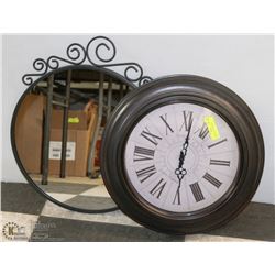 LOT WITH WALL MIRROR AND WALL CLOCK
