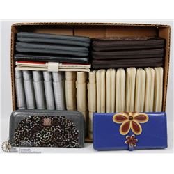 LARGE FLAT OF ASSORTED STYLE WOMENS WALLETS