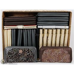 LARGE FLAT OF ASSORTED STYLE WOMENS WALLETS