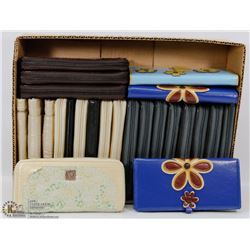 LARGE FLAT OF ASSORTED STYLE WOMENS WALLETS