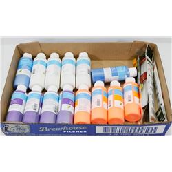 FLAT OF CRAFTS PAINT & BRUSHES.