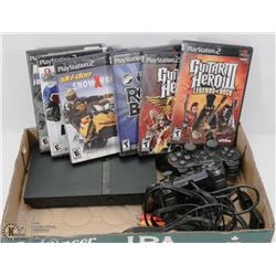 PLAYSTATION2 WITH 6 GAMES, 2 CONTROLLERS, AND A/V