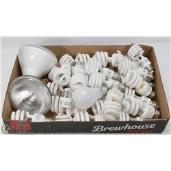 BOX OF VARIOUS TYPES OF LIGHT BULBS