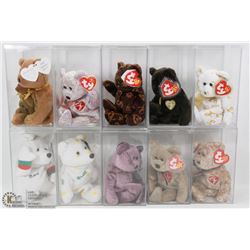FLAT OF 11 TY BEARS IN ORIGINAL