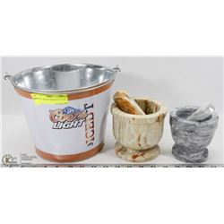 PAIR OF MORTAR AND PESTLE SETS