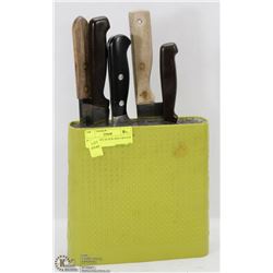 BODUM KNIFE BLOCK AND 5 KNIVES