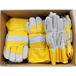 CASE OF 18 NEW LEATHER AND CLOTH WORK GLOVES