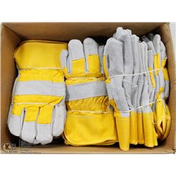 CASE OF 18 NEW LEATHER AND CLOTH WORK GLOVES