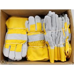 CASE OF 18 NEW LEATHER AND CLOTH WORK GLOVES