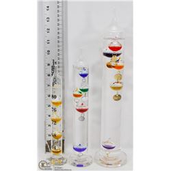 3 GALILEO THERMOMETERS INCL SMALL, MEDIUM AND