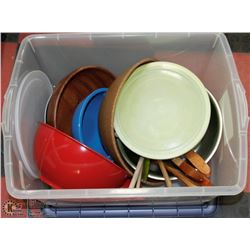 LARGE TOTE OF BAKING, COOKING & KITCHEN ITEMS