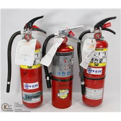 LOT OF THREE - 3 CHARGED FIRE EXTINGUISHERS