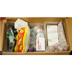 BOX OF ASSORTED FILTERS/CARTRIDGES AND MORE.