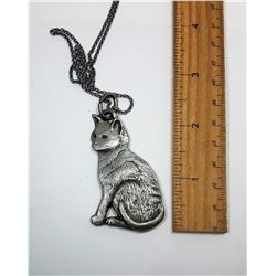14)  PEWTER CAT PENDANT ON CHAIN