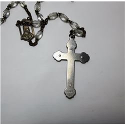 8)  ITALIAN SILVER & CLEAR CRYSTAL ROSARY
