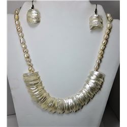 2)  FRESH WATER PEARL & SHELL NECKLACE
